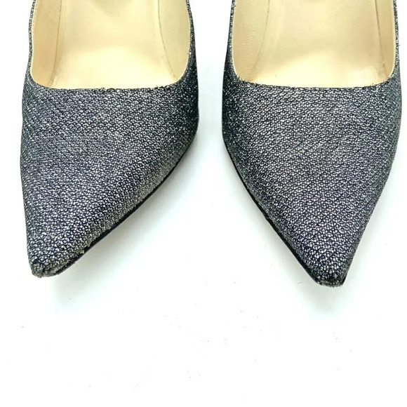Jimmy Choo Romy 100 Silver Anthracite Stiletto Glitter Heel Pumps, EU 40.5 US 10 - Picture 9 of 11